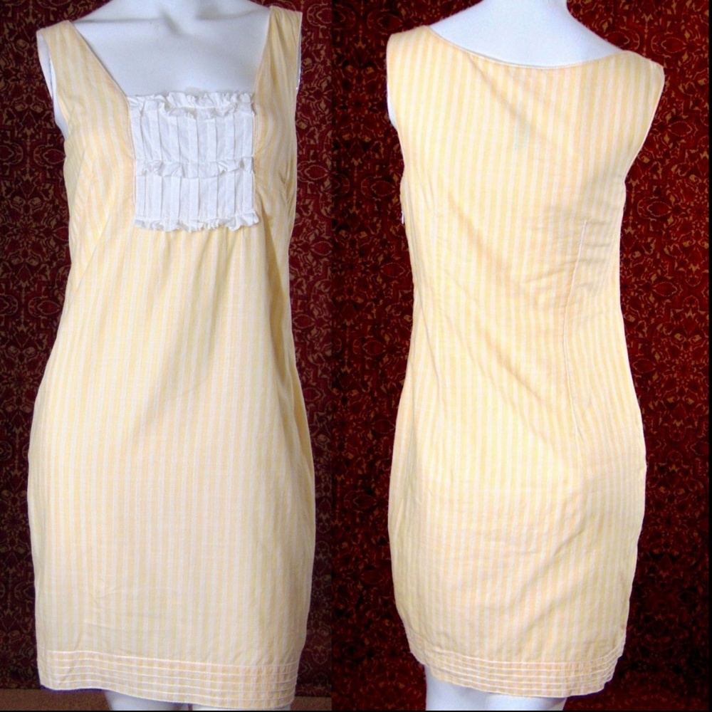 M.S.S.P yellow striped cotton sheath dress S✨